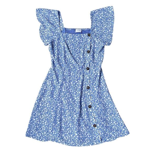 Sienna Sky Women's Floral Mini Dress Blue Ruffle Sleeve Size S - Picture 4 of 6